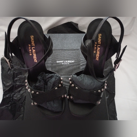 Saint Laurent 105mm Alice Bow Sandals Women's Size: E-35/US-5 - Picture 6 of 15